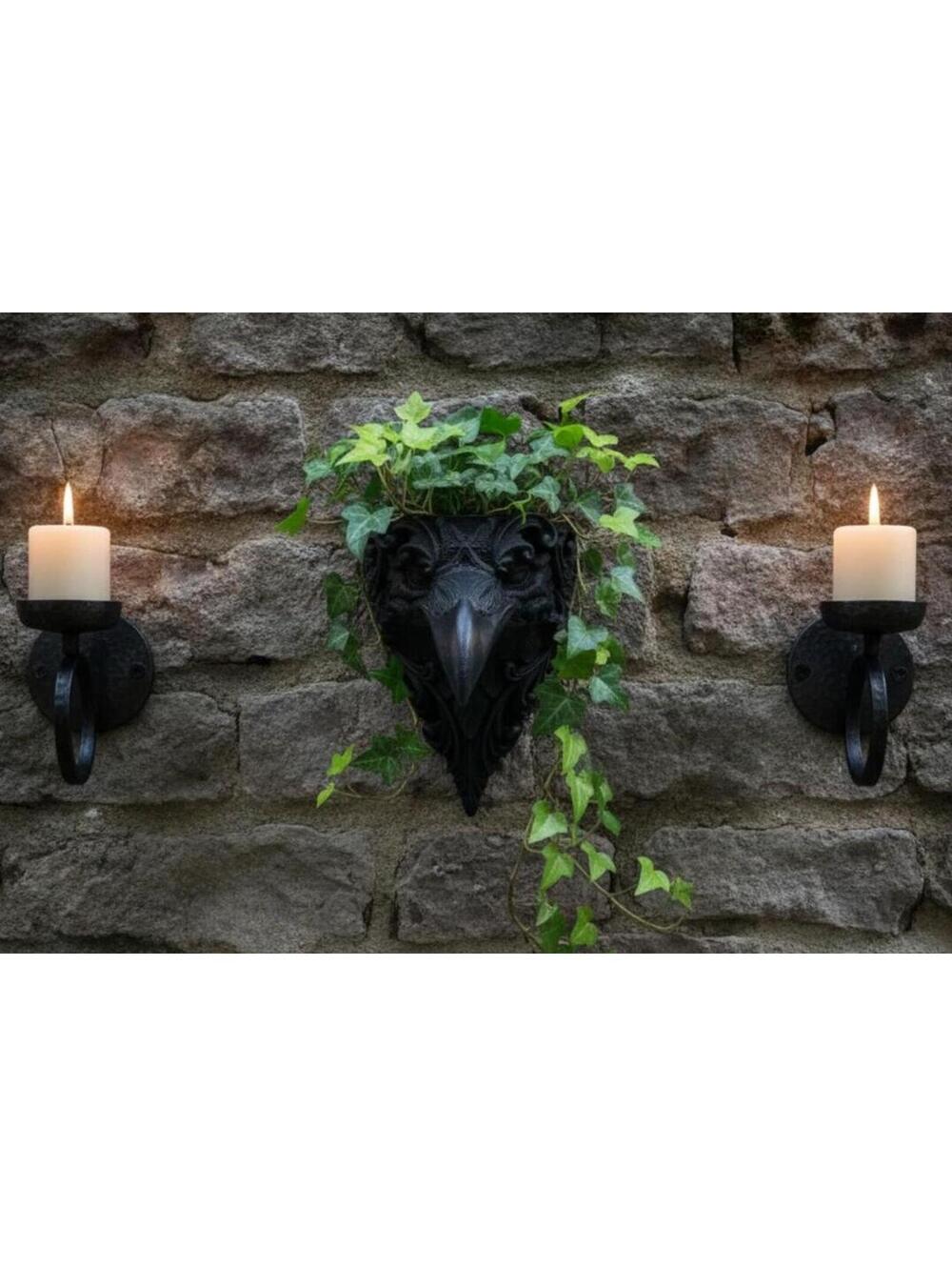 Medieval Home Decor - Gothic Raven Hanging Planter - Indoor Flower Pot, Wall Art